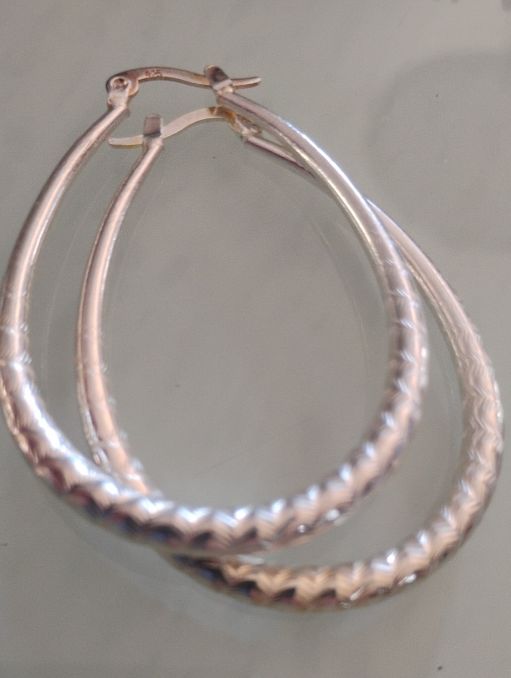 925 Sterling Silver Large Hoop Dangle Earrings